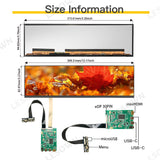 LESOWN M126-A01T 12.6 inch Bar Screen 1920x515 LCD Display Capacitive Touch IPS 1200:1 USB-C HDMI Modules with Driver Board eDP 30PIN Interface