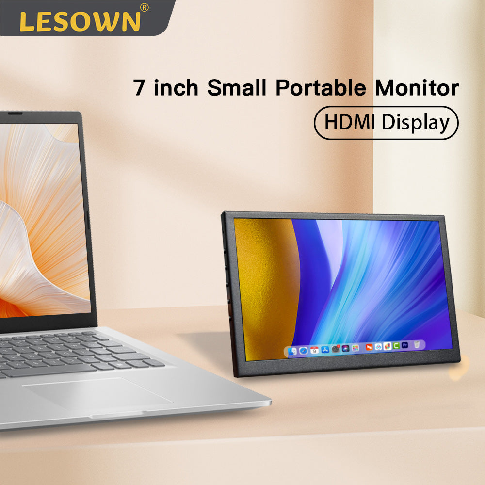 LESOWN P70C mini Wide Screen 7 inch IPS 1024x600 with Speakers Portable PC Monitor Extender