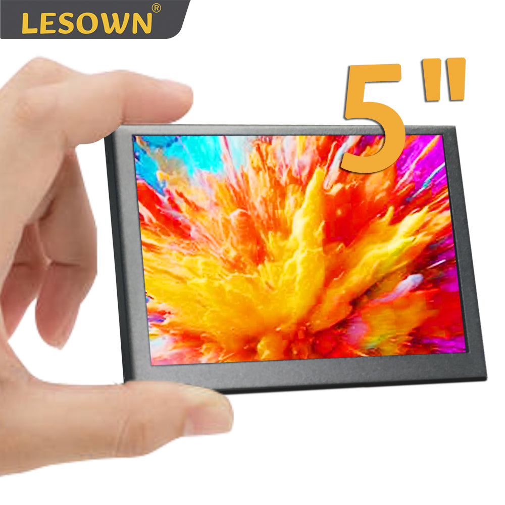LESOWN P50C Small LCD Display IPS 5 inch 800x480 HDMI Portable Second Screen for Laptop PC Windows Mac OS