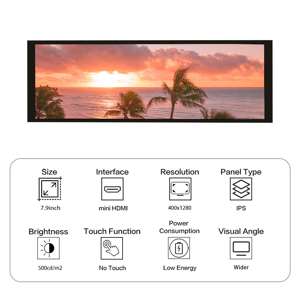 LESOWN R79 7.9 inch 400x1280 Bar Touch Second Monitor Aida64 Display
