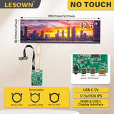 LESOWN M126-A01T 12.6 inch Bar Screen 1920x515 LCD Display Capacitive Touch IPS 1200:1 USB-C HDMI Modules with Driver Board eDP 30PIN Interface