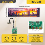 LESOWN M126-A01T 12.6 inch Bar Screen 1920x515 LCD Display Capacitive Touch IPS 1200:1 USB-C HDMI Modules with Driver Board eDP 30PIN Interface